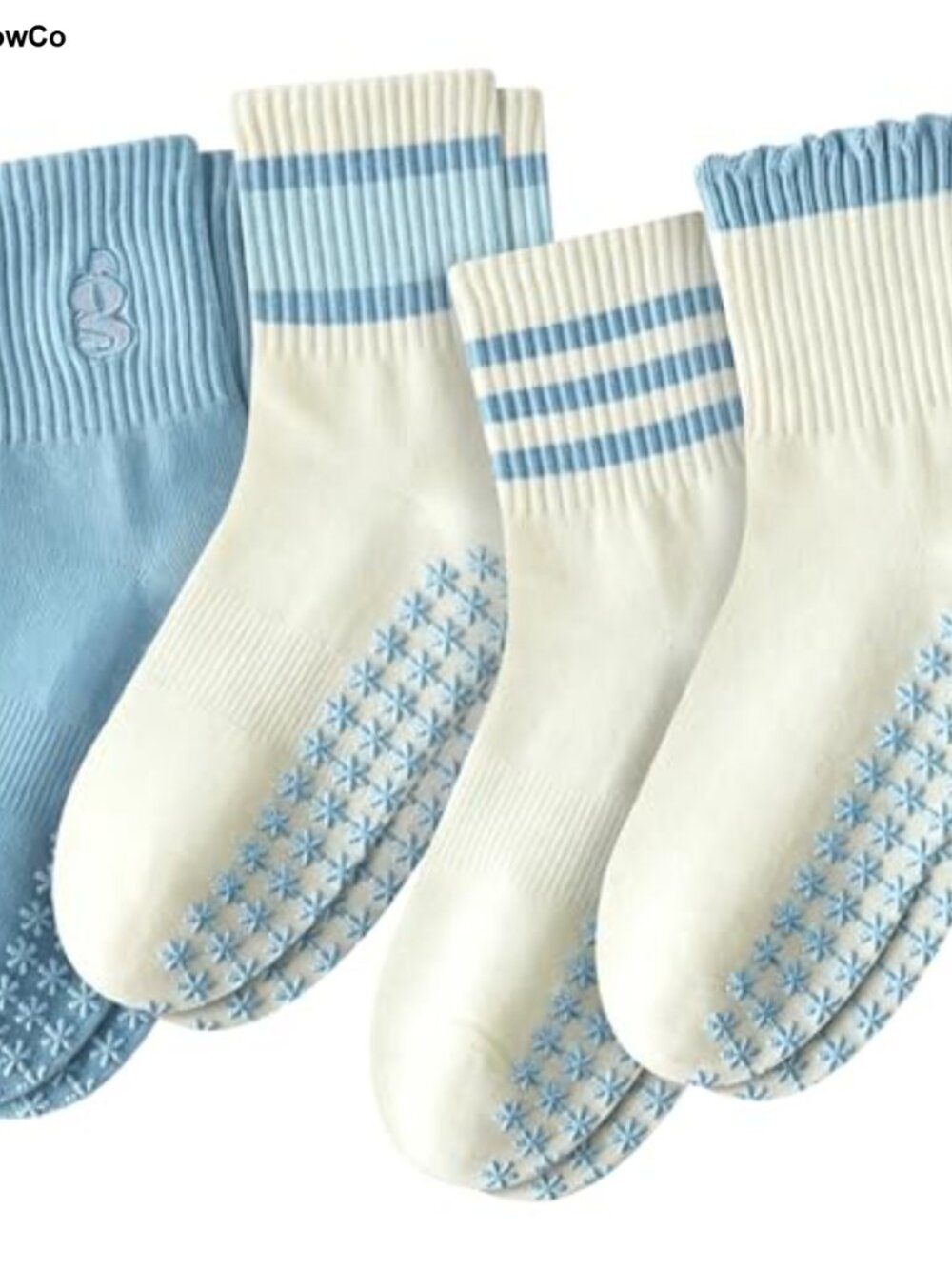 Pilates Grip Socks for Women Cotton Non-Slip Yoga Socks Ruffle Cute